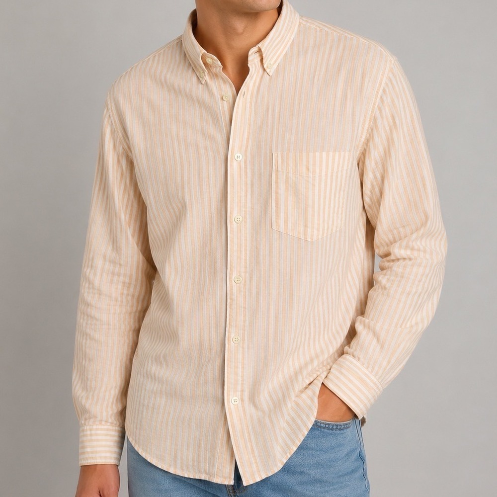 H&M Button Down Shirt Men's Medium Striped Cotton Oxford Long Sleeve Casual
